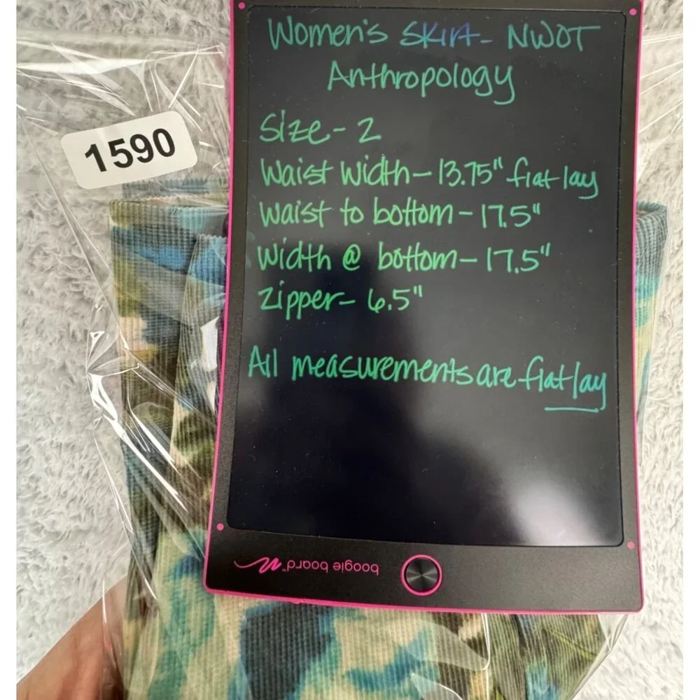 Anthropologie Womens Floral Corduroy Pencil Skirt Size 2 Green & Blue Vtg Style - Picture 10 of 11